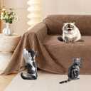 Cat Scratch Furniture Protector - Anti-Slip, Waterproof Sofa Cover to Keep Cats Off, Pet-Friendly Couch Protectors for 3 Cushion Couch, Brown Anti-Scratch Couch Cover for Pets and Kids 118"X71"