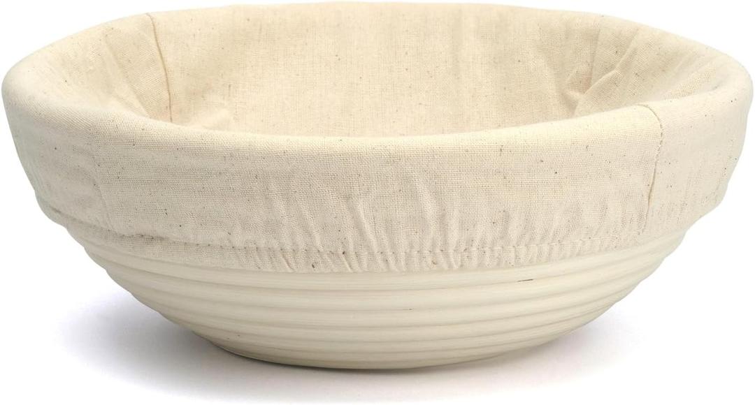Banneton Bread Proofing Basket with Liner, Round 9 inch Dough Rising Ratten Bowl for Bread Making and Baking