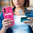 KANGHAR Compatible with iPhone 17 Case 2025, Wallet Silicone Checkered Cute Pattern, Card Holder Camera Protection Soft Slim Shockproof Edge Cover for Girls Women -Hot Pink