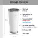 THERMOS Icon Series 24oz Stainless Steel Tumbler with Slide Lock Lid, Leakproof, Fits Cupholder, Dishwasher Safe, Griptec NonSlip Base, Keeps Drinks Hot 6 Hrs/Cold 22 Hrs, White Stars
