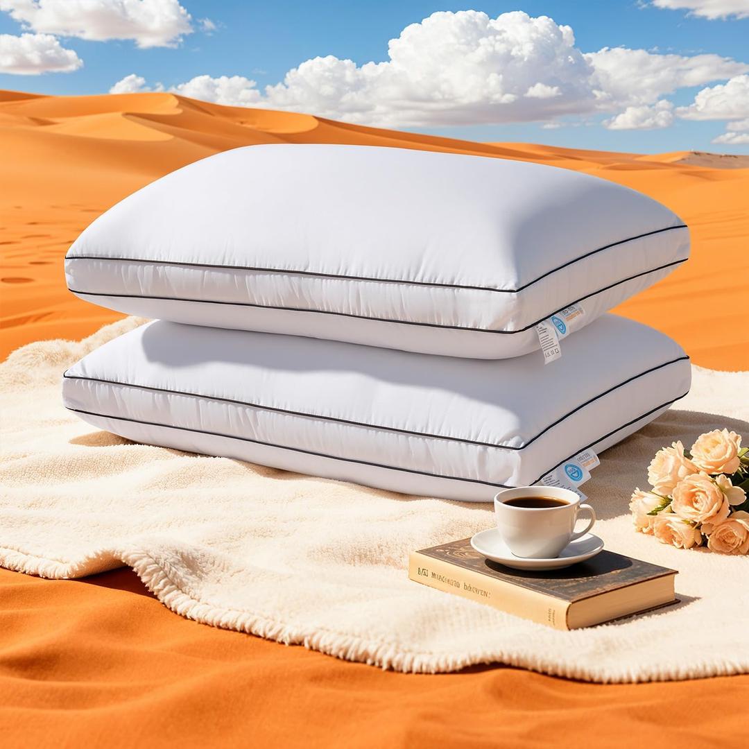 Premium Canadian Goose Down Pillow Queen Size Set of 2 Pack, 900+ Fill Power, 100% Cotton Shell, Luxury Hotel Quality Bed Feather Pillow for Side Back Stomach Sleepers(White,20" x 30")