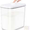 Airtight Rice Container 25 Lbs with Handle and Cup 12.68Qt Large Flour Sugar Storage Container with Pop Up Seal & Hanging Lid Hooks, Clear Tall Food Storage Bin for Kitchen Pantry Organization