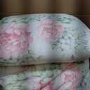 Laura Ashley - Queen Bonus Comforter Set, Reversible Bedding with a Soft Feel, 7 Piece Bed Set with Matching Pillowcases, Euro Shams, & Throw Pillow Covers (Serenity Roses/Mattie Stripe Pink)