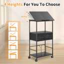 HOMEKOKO 3-Tier Bookshelf with Adjustable Flip Top, Living Room Industrial Movable Bookcase, Rustic Book Shelf with Drawer, Wood-Metal Rustic Bookshelves (Black Wood Veins)