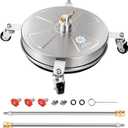 JANZ 16" Pressure Washer Surface Cleaner with 4 Wheels, Stainless Steel Housing, 1/4" Quick Plug, 2 Extension Wand Attachments, 2 Replacement Nozzles and 3 Spray Nozzles, 4000 PSI