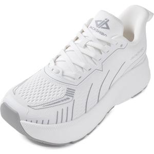 JACKSHIBO Wide Toe Box Shoes Women Slip on Running Athletic Walking Tennis Trail Slip in Sneakers Plantar Fasciitis Orthopedic Ortho Arch Support Hands Free Shoes with Zero Drop Cushion Thick Sole,  7 Wide, Wide Toe Box White