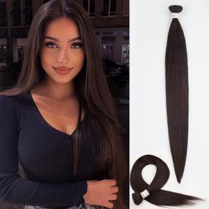Straight Hair Bundles 1 Pack Protein Fiber Synthetic Hair Weave for Women Straight Bundles Silky Soft, No-Tangle, Natural Look Extensions (4#, 22 Inch)