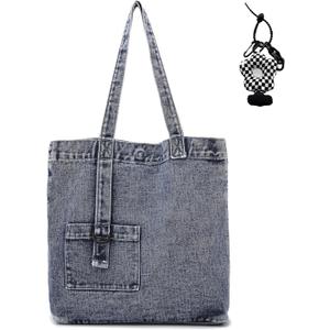 Micmores Tote Bag Denim Purse for Women Vintage Handbags Trendy Shoulder Bag Jean Purse for Work Travel Shopping