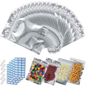 400-Pack Reclosable Large Mylar Bags for Food Storage 14" x 10" 1 Gallon Stand Up Pouch Bags Bulk Resealable Smell Proof Aluminum Silver Foil Bags with Clear Window Kitchen Storage Edible Packaging