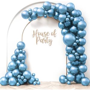 2 x HOUSE OF PARTY Metallic Blue Balloons - Blue Balloon Garland, 5/12/18 Inch Blue Metallic Balloons for Graduation Decorations, Wedding & Baby Shower Party Supplies