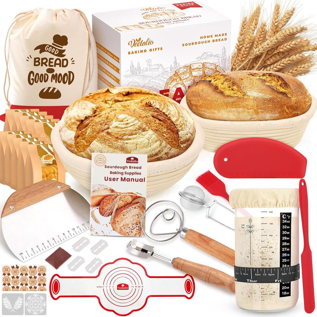 Sourdough Starter Kit, Sourdough Bread Baking Supplies, Sourdough Kit Home and Kitchen, Sourdough Starter Jar, Sourdough Jar, Bread Proofing Basket, Sourdough Bread Basket, Sour Dough Kit Tools