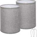 Tall Drum Lamp Shades Set of 2, Gray Lampshade for Table Lamp Floor Lamp, 10"Top x10" Bottom x 13"High, Replacement Lampshades Natural Linen Handcrafted, Spider, Harp Holders Included, Easy Assembly