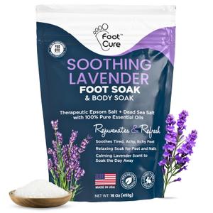 Soothing Lavender Foot Spa with Epsom Salt Bath Soak  Pedicure Foot Soak Tub & Feet Massager Spa  Relaxing Scrubber & Dead Skin Remover  Ionic Foot Bath Detox for Feet Care & Soaking (1 Pound (Pack of 1))