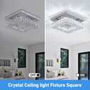 9.8" Mini Modern Crystal Chandeliers Square Flush Mount Ceiling Light LED Chandelier for Hallway Kitchen Foyer Dining Room 18 W 6000K Cool White