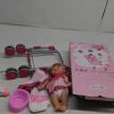 GAGAKU Baby Doll Stroller Playset with 12-inch Doll & Accessories, Foldable Lightweight Toy Stroller for Toddler Girls Kids Ages 1-6, 12" Baby Doll and Accessories Included - Tulip Pattern