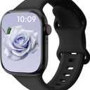 Patenting Sport Silicone Band Compatible with Apple Watch Bands 40mm 38mm 41mm 42mm 44mm 45mm 46mm 49mm Women Men, Waterproof Soft Wrist Strap for iWatch Series 11 10 9 8 7 6 5 4 3 2 1 SE Ultra 2 3 (Black)