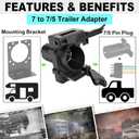 Multi Tow 7 and 5 Pin Trailer Connector Heavy Duty 7 Blade to 7 Blade and 5 Flat Trailer Plug Adapter,Truck Plug for Towing Pickup SUV RV Camper Dual-Output 7 Blade & 5 Flat