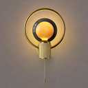 ALAMPEVER Modern Wall Sconce with Pull Chain, Metal Gold Wall Lights with G125 Glass Globe Bulb, Wall Mount Light for Enhancing Indoor Ambience in Bedroom, Living Room, and Hallway, 1 Pack