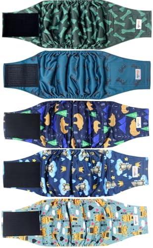 Grecle 5 Pack Dog Diapers Male, Premium Belly Bands for Male Dogs, High Absorbing Male Dog Pee Wraps for Doggie in Incontinence or Excitable Urination and Training XL