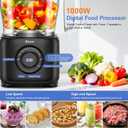 7-in-1 Professional Food Processor, 1000W Powerful Electric Vegetable Chopper, 14-Cup XL Bowl, Large Feed Chute, Cheese Shredding, Meat Chopping, Shredding and Slicing, Mixing and Doughing, Black