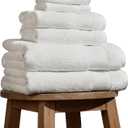 BIOWEAVES 100% Organic Cotton 700 GSM Plush 6-Piece Towel Set GOTS Certified, 2 Bath Towels, 2 Hand Towels & 2 Washcloths - Ivory