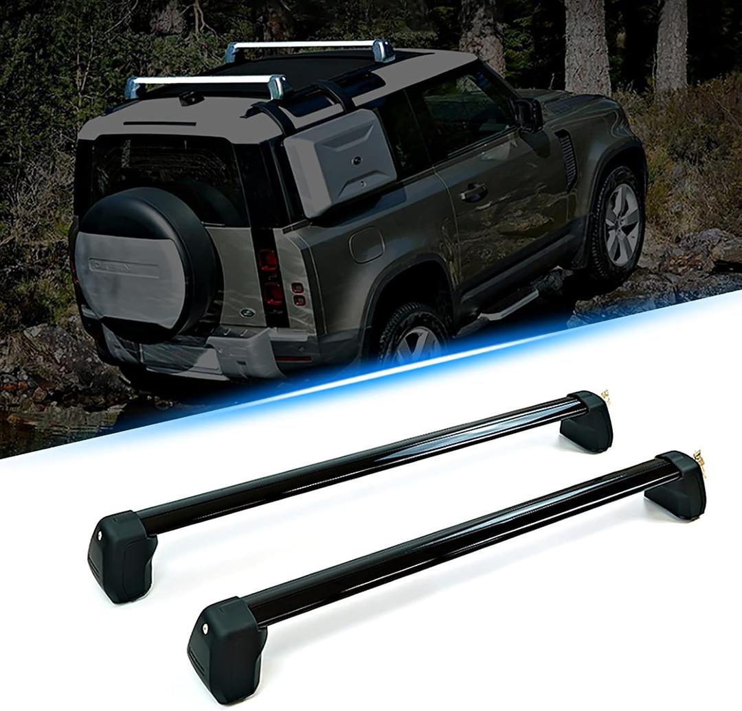 Lockable Crossbars Fit for Land Rover Defender 90 2020 2021 2022 2023 Luggage Cargo Crossbar Carrier Aluminum Cross Rail Bar Car Top Luggage Carriers for Automobiles (Defender 90 Black)