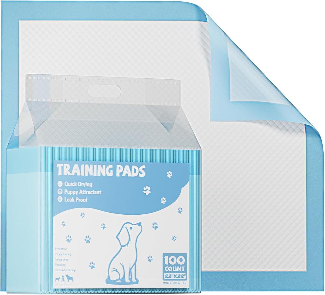 Aidoly 150 Count Dog Puppy Pads, Pee Pads for Dogs Potty Training, Ultra-Absorbent 6-Layer Leak-Proof, Quick-Dry Surfac, Regular Size 22"x22", (21.95"x21.95")