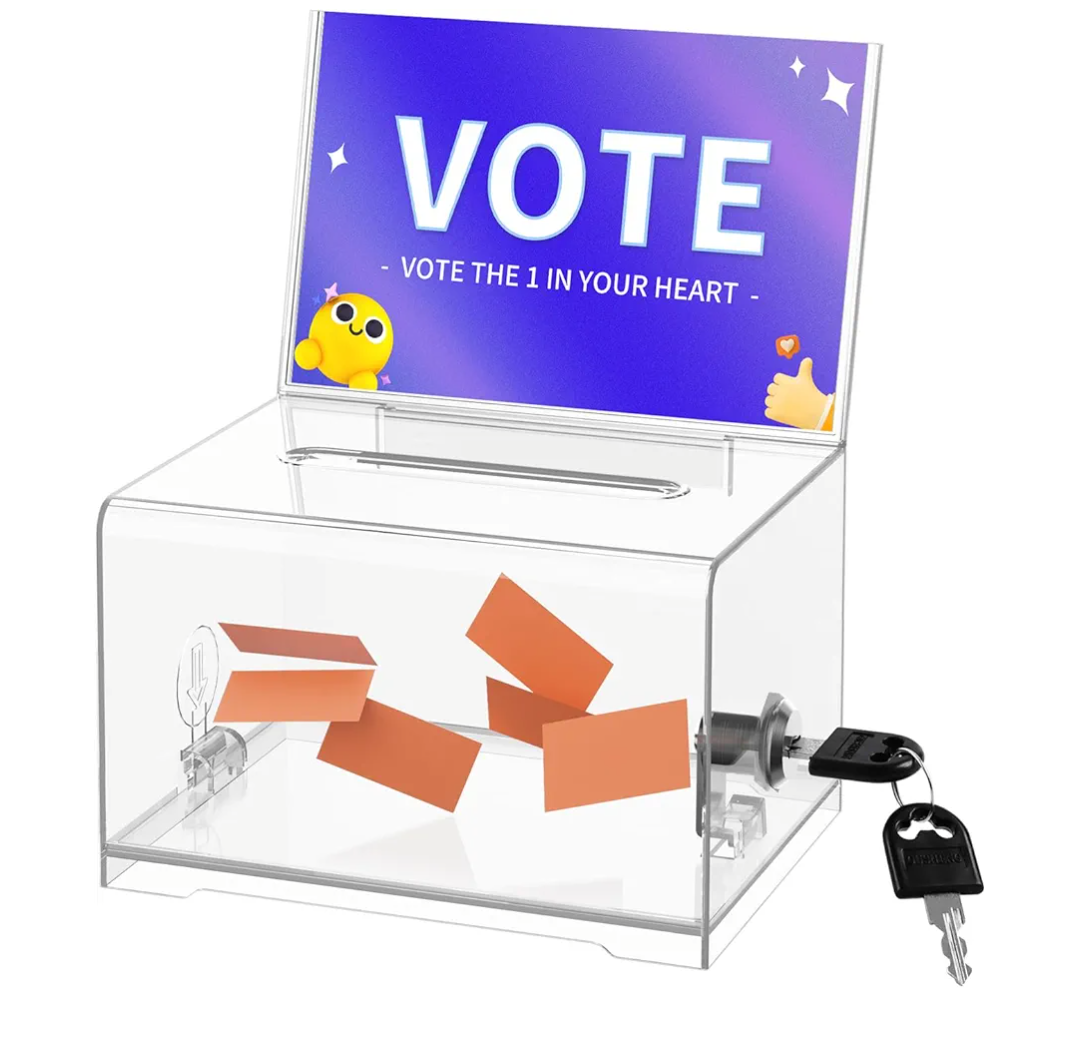 Donation Box with Lock, Clear Ballot Box with Sign Holder, Suggestion Box, Donation Boxes for Fundraising, Tip Jar, Raffle Box, Lock Box for Cards, Votes, Tickets, Prayer, Money, Cash