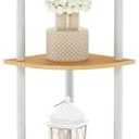 Furinno TURN-N-TUBE Corner Shelf, 5-Tier Corner Bookshelf, Open Storage Shelves, for Organization and Storage, Living Room, Home Office, Garage, Bedroom, Beech