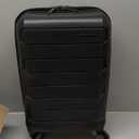 Traveler's Choice Archer Polycarbonate Hardside Spinner Luggage Set, Tie Down Straps, Black, Checked 25-Inch