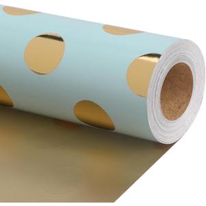 LaRibbons Reversible Wedding Wrapping Paper Jumbo Roll with Gold Polka Dot Design, Gift Wrap Set for Mother's Day, Bridal Shower, Birthday, Party Celebration, 30 Inch  40 Feet (100 sq. ft. ttl.)
