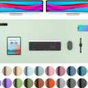 Aothia Large PU Leather Desk Pad Protector - Non-Slip Mouse Pad & Writing Mat for Office/Home, Waterproof, Easy to Clean (48" x 17",Aqua)