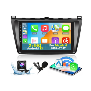 [2+64G] Android 13 Car Radio for Mazda 6 2007-2012 with Wireless Carplay and Android Auto - 9 Inch Touch Screen Car Stereo - Multiple UI Themes/GPS/WiFi/SWC + AHD Backup Camera 