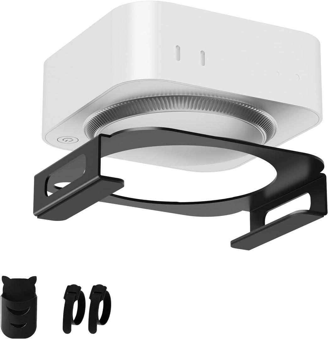 Dock Stand Compatible with Mac mini M4 & M4 Pro 2024, Anti-Slip Metal Desktop Stand Mount for Mac mini M4 and M4 Pro with Pen Holder and Cable Ties, Improved Cooling