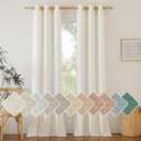 NICETOWN Linen Curtains 96 inches Long for Living Room, Grommet Vertical Drapes Privacy Added with Light Filtering Window Treatments for Bedroom, Natural, W42 x L96, 2 Pieces