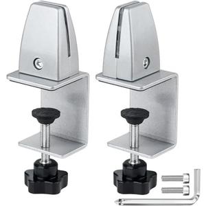 2 Packs Sneeze Guard Support, Aluminum Adjustable Partition Clamp, Acrylic Desk Divider Support, Desk Shield Clamp Privacy Panel for Counter