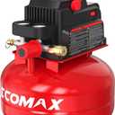 ECOMAX Pancake Air Compressor, 3 Gallon Portable Tank Oil-free, Quiet 110 PSI MAX Pressure and 1/3 HP