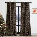 StangH Gold Velvet Curtains for Living Room, Super Soft Vintage Printed Floral Patterned Drapes Back Tab Light Blocking Window Treatments for Nursery Home Office, W52 x L102, 2 Panels