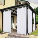 BONZER Outdoor Curtains for Patio Water Resistant Heavy Privacy Light Filtering Grommet Outside Curtains for Porch, Pergola, Gazebo, 1 Panel, 54W x 108L inch, White