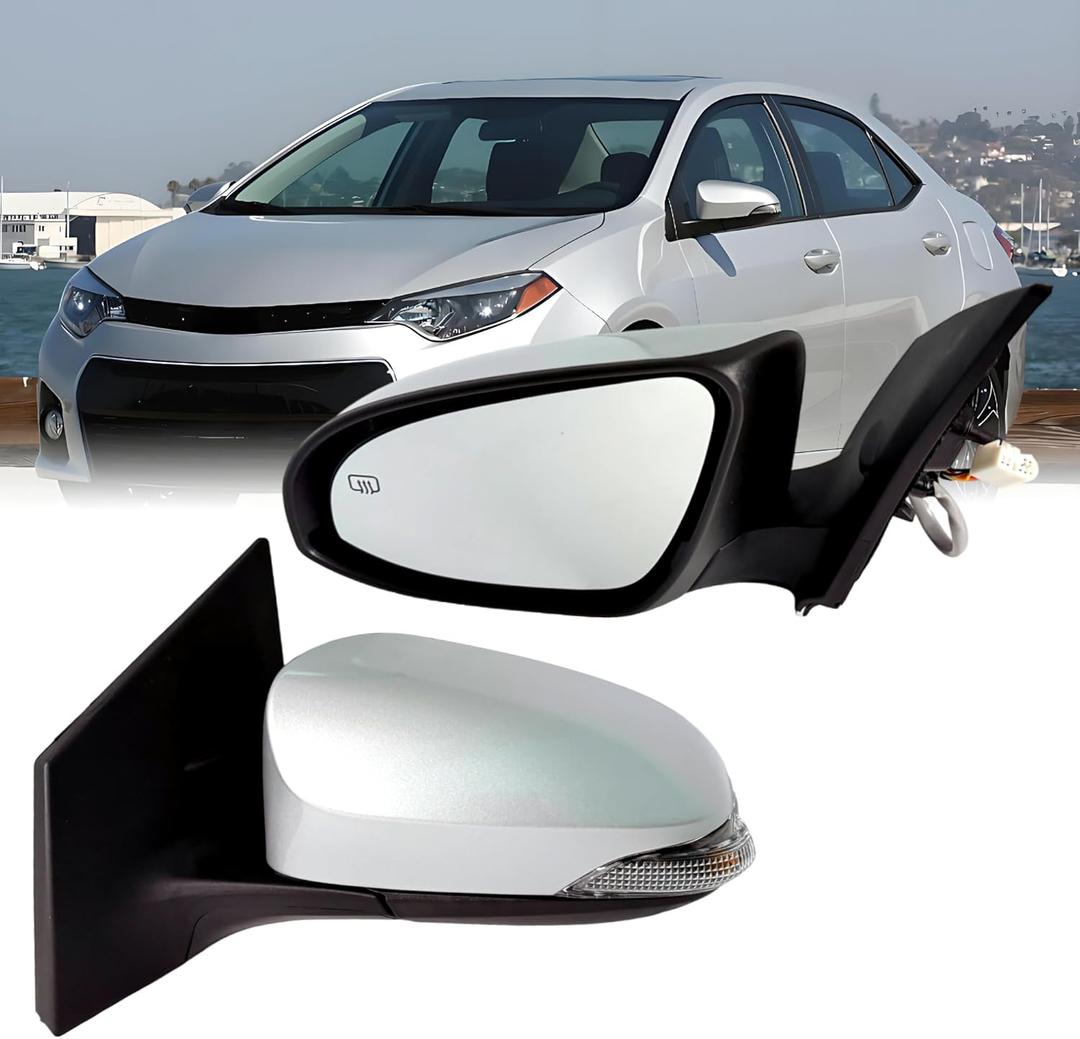 Left Driver Side Mirror Compatible With Toyota Corolla 2014-2018 With Heated Turn Signal Light 7-Pins Power Glass Rear View Mirror Silvery
