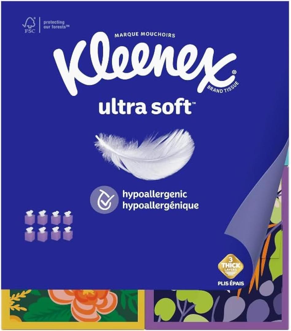 Kleenex Ultra Soft 8 Cube Boxes, 72 Tissues per Box