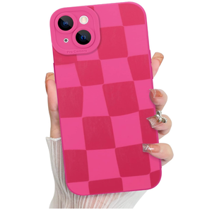 KANGHAR Compatible with iPhone 13 Pro Max Case, Silicone Checkered Cute Pattern, Camera Protection Soft Slim Phone Case for Girls Women -Black