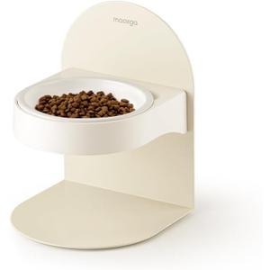 Adjustable Raised Ceramic Cat Dog Bowl, 0 to 15 Adjustable Angle Tilted Elevated Cat Bowl for Food and Water, Non-Slip Tilted Cat Bowl-Maoxga