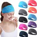Workout Headbands for Women Sports Sweatbands Yoga Hairbands for Fitness Elastic Athletic Non Slip Wicking Headscarf for Men Womens and Girls 10 PCS (Style 3-10 Color)