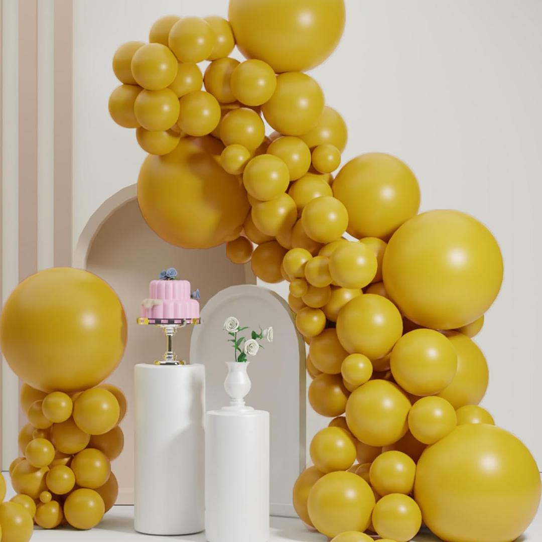 Double Stuffed Peach Pink Balloons Different Sizes 18/12/10/5 Inch, Double Stuffed Pastel Cream Blush Balloon Arch Garland for Boho Party, Baby Shower, Birthday, Weddings, Neutral Party(Yellow)