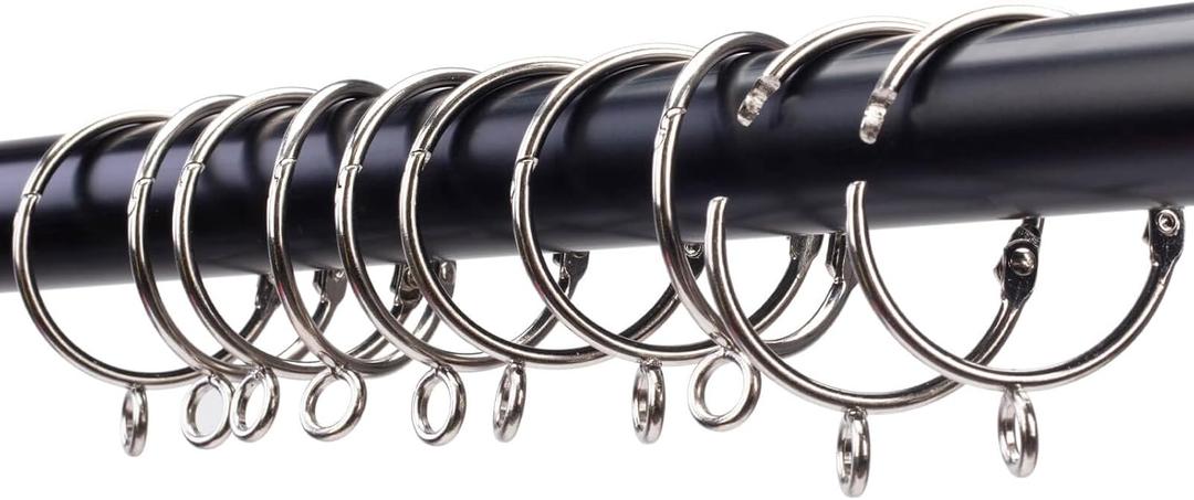 Openable Curtain Rings with Eyelets,3inch Heavy Duty Rustproof Metal Drapery Rings,Shower Curtain Rings 24pcs Silver Zocang (3 Inch Inside Diameter)