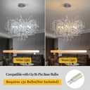 Upfelw Modern Crystal Raindrop Chandelier, Silver Round Art Deco Tree Branch Lighting Fixture for Dining Room Living Room Foyer 13 Lights D31.5''