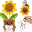 2 x Mini Sunflowers Positive Crochet, Ideal Thank You Gifts for Women Coworkers Personalized Thank You Gift Crochet Sunflower Teachers Custom Gift for Man Women Cheer Up Desk Office Sunflowers Decor