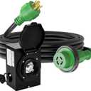 RVGUARD Emergency Power Combo Kit, 25 Foot 30 Amp Generator Cord and Power Inlet Box, NEMA L14-30P to L14-30R Generator Cord with NEMA L14-30P Pre-Drilled Generator Inlet Box, ETL Listed