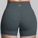 Sogetdo Biker Shorts Women High Waisted V Back Buttery Soft Spandex Athletic Workout Yoga Pilates Running Gym Shorts (Gray, S)